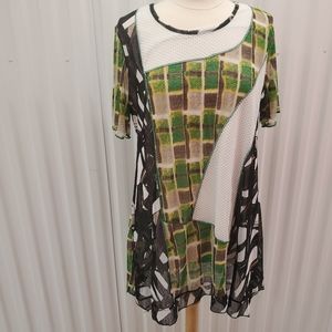 Creation | Green  & white tunic Blouse